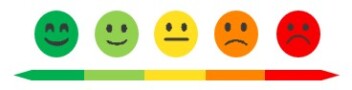 Echelle d'évaluation, de satisfaction réalisé à partir de couleur et de symbole pour permettre à tous de comprendre