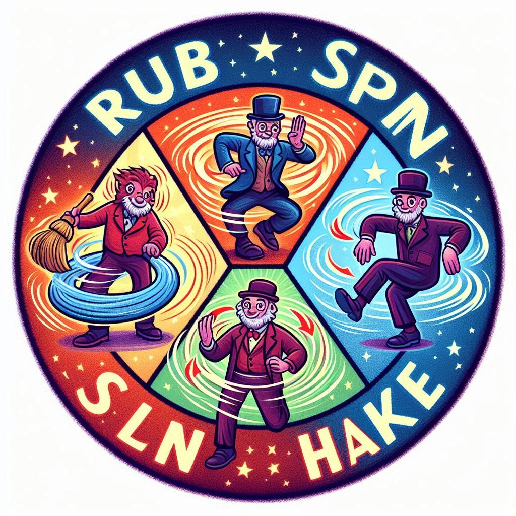 rub spin shake 