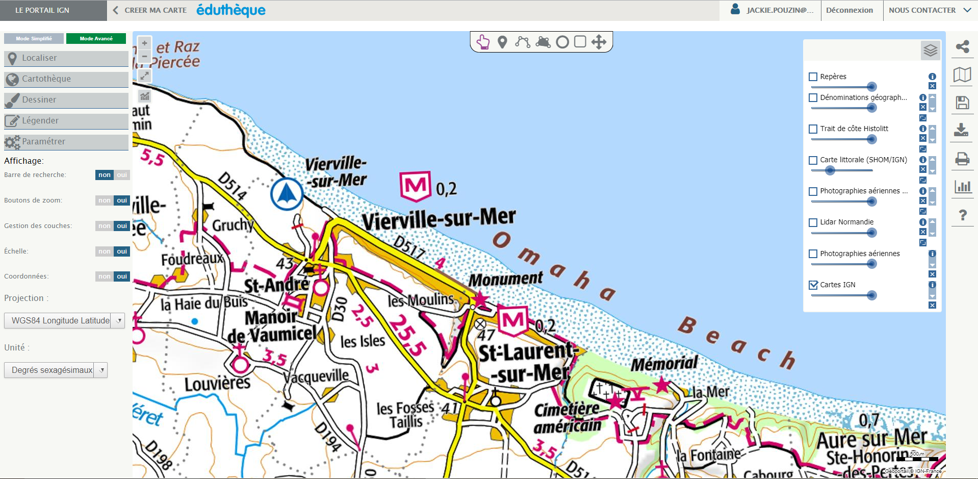 Capture d'écran d'une carte