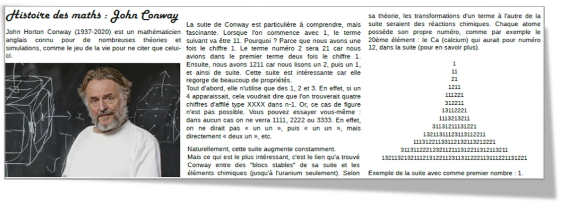Article sur John Conway