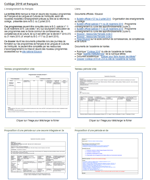 dossier collège 2016 et français