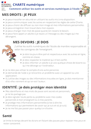 Charte des usages du numérique à l'école