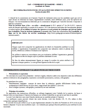 consignes de correction EAF