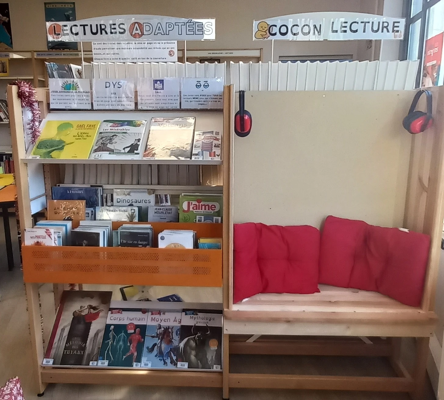 Photo de l'espace de lectures adaptées du CDI