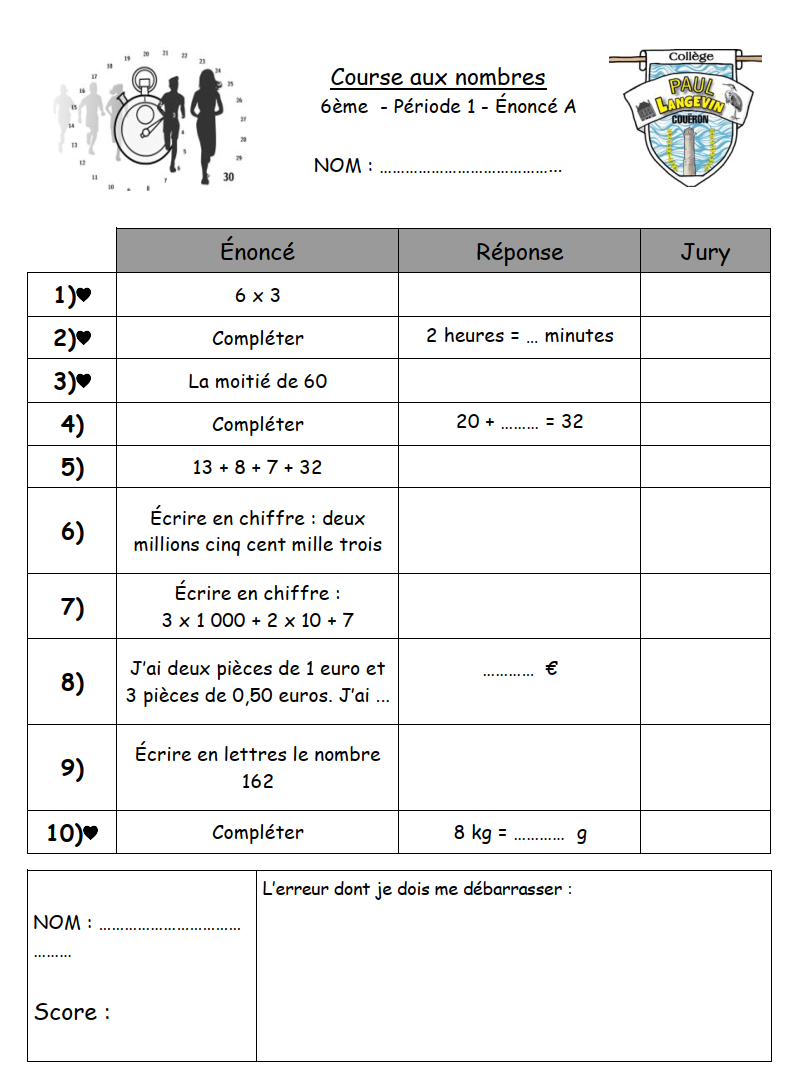 exemple de grille d'entrainement