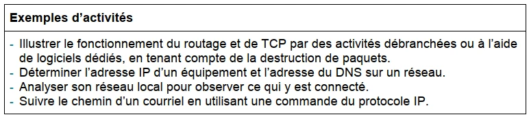 Exemples activtés - Internet