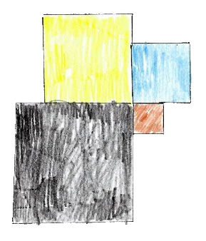 Dessin réalisé par un élève de CM1&nbsp;à partir de l’original lors d’une visite au collège