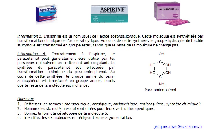 Groupe Caractéristique Paracétamol