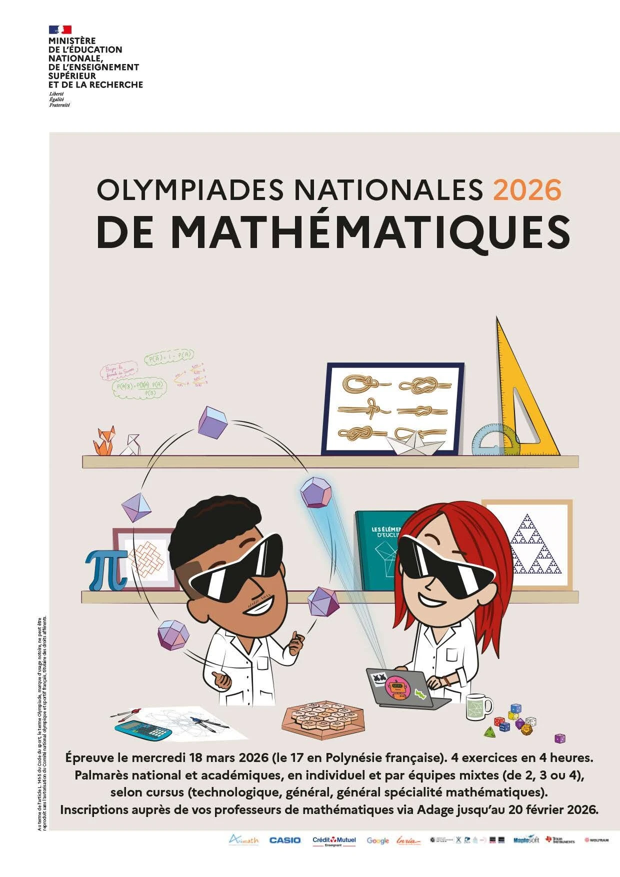 Affiche des Olympiades de mathématiques 2026