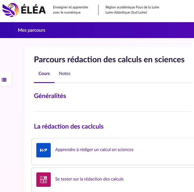 Parcours rédaction des calculs