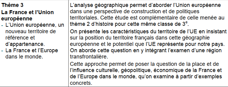 Programme thème 3 géographie