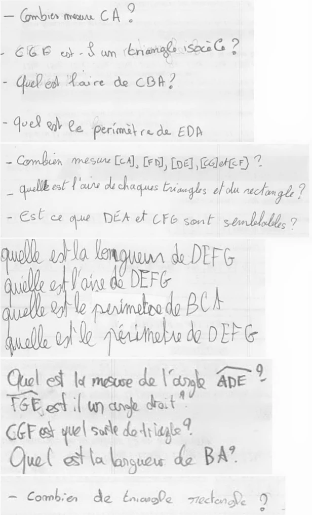 que des questions