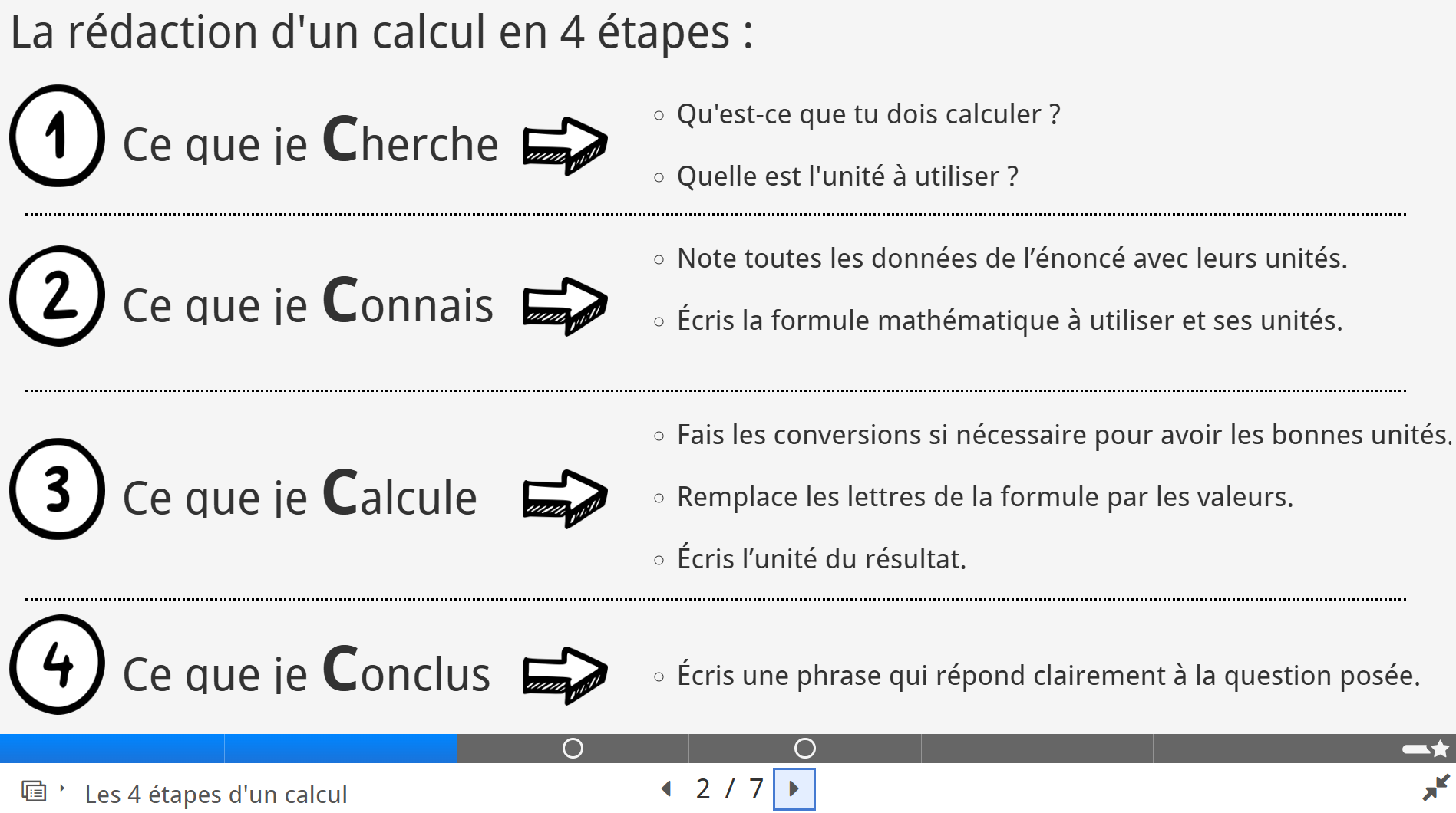 Rédaction des calculs critères de réussite