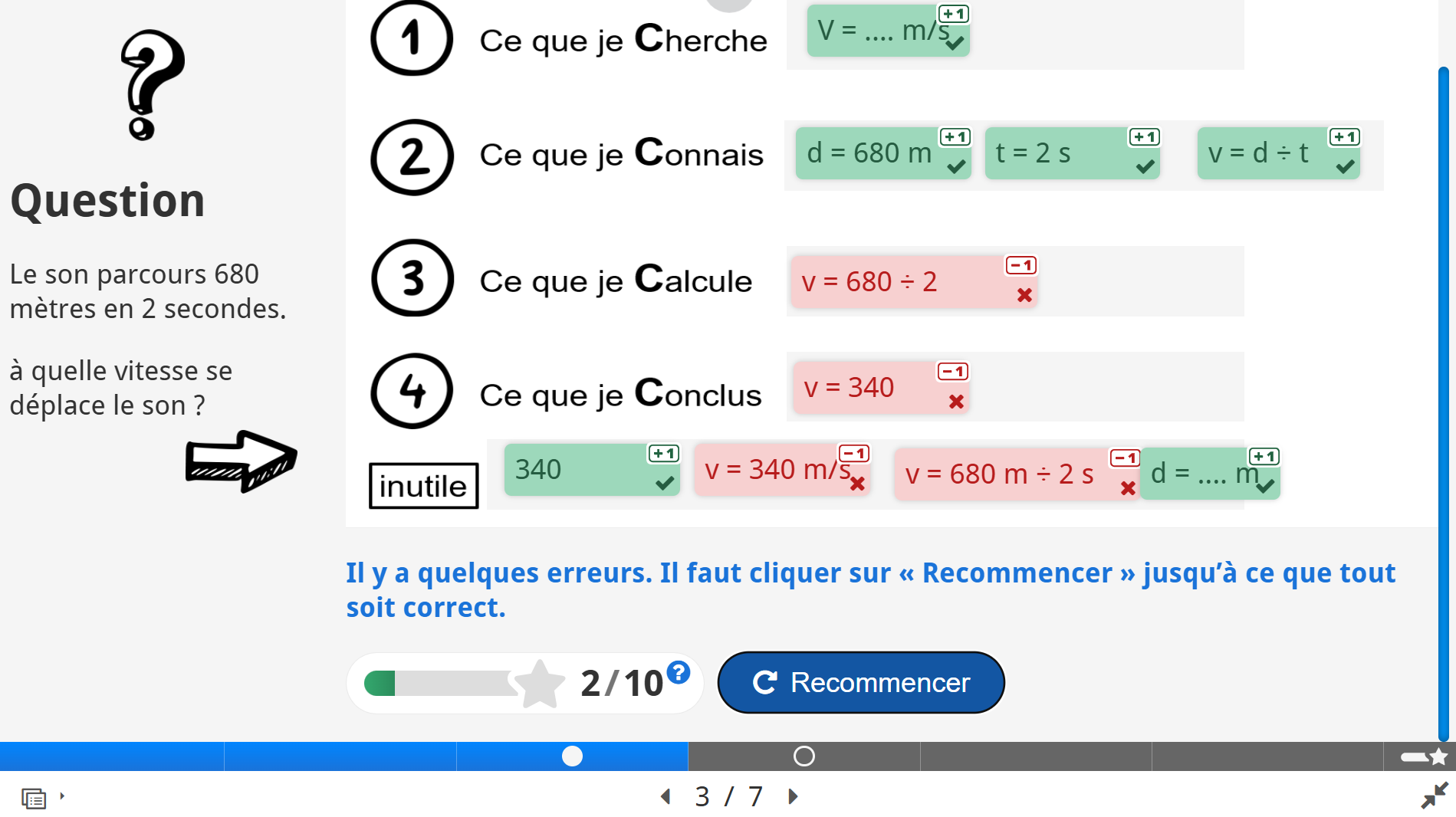 Rédaction des calculs glisser déposer