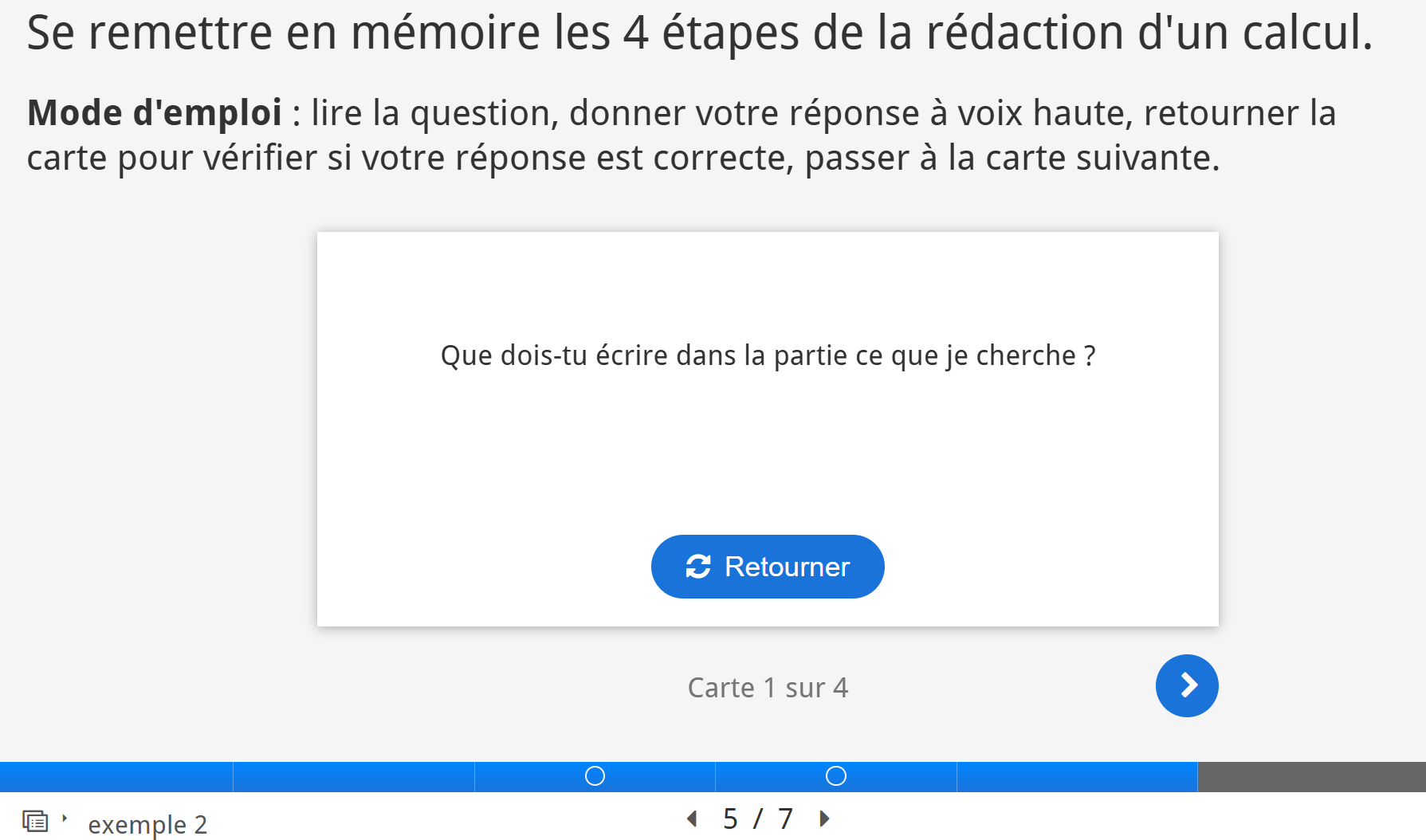 Rédaction des calculs flashcards