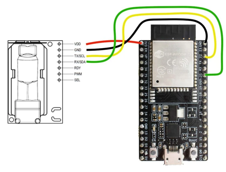 schéma de connexion du capteur sensirion