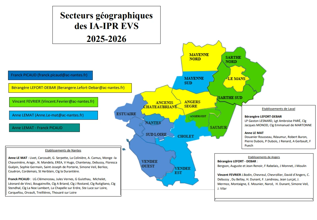 Secteurs géographiques des IA-IPR EVS 2025-2026