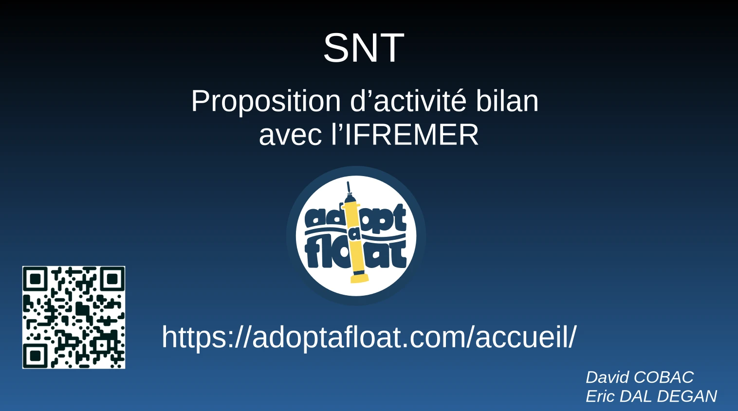 SNT - Proposition d'activité bilan avec IFREMER