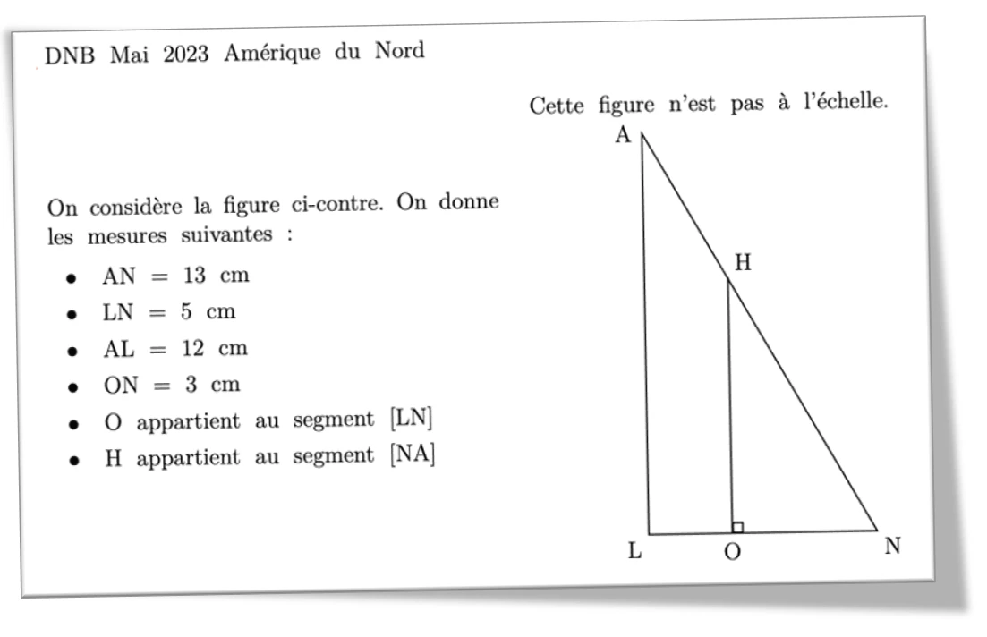 énoncé donné aux élèves