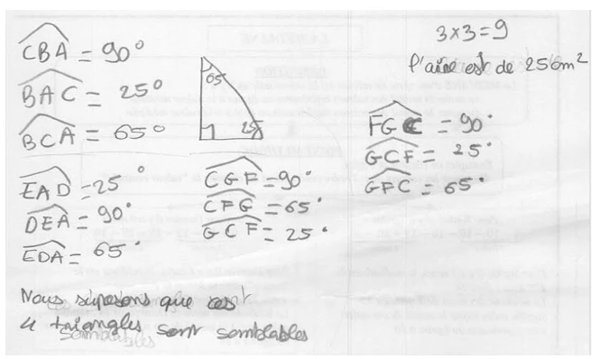 supposition que l angle BAC est de 25 degré