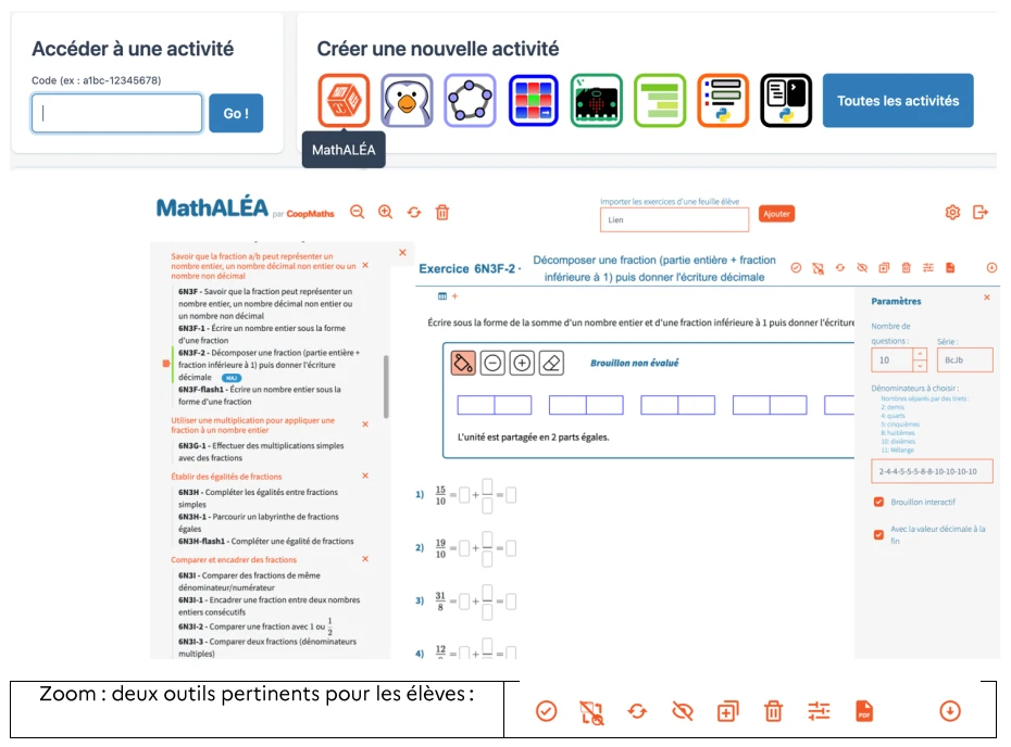 Visualisation de MathALÉA sous Capytale